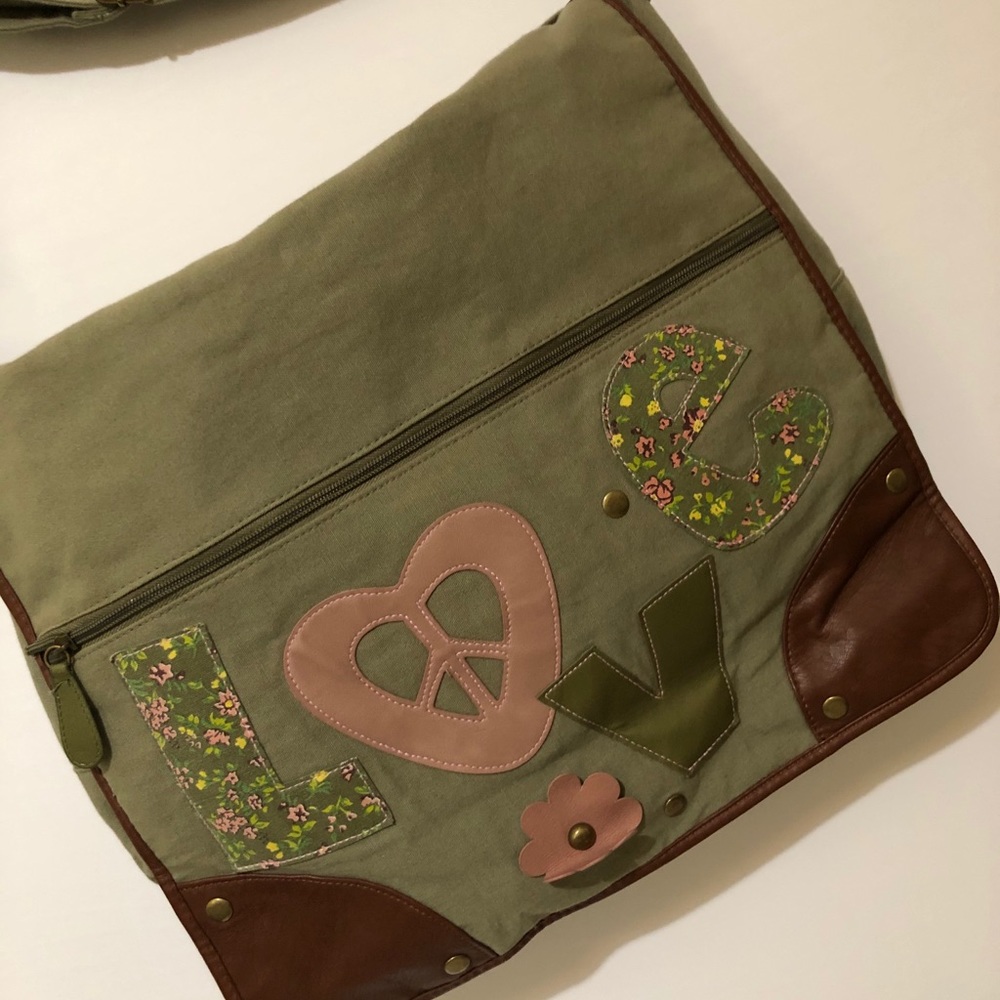 Denim Green Fabric Cross body bag /Purse